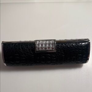 NWOT Aldo Black Croc-Embossed Clutch with Crystal Accent—NEVER USED!